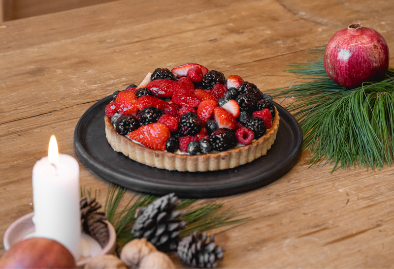 Tarta de frutos del bosque, crema pastelera