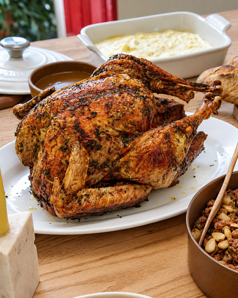 Pavo rostizado a la mantequilla con gravy